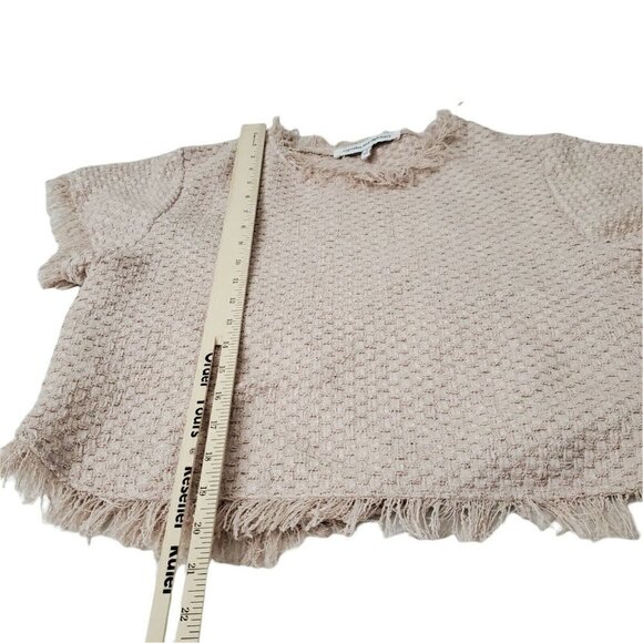 Cupcakes and Cashmere Top Womens Small Pale Pink Justeen‎ Raw Edge Tweed Blouse - Picture 9 of 9